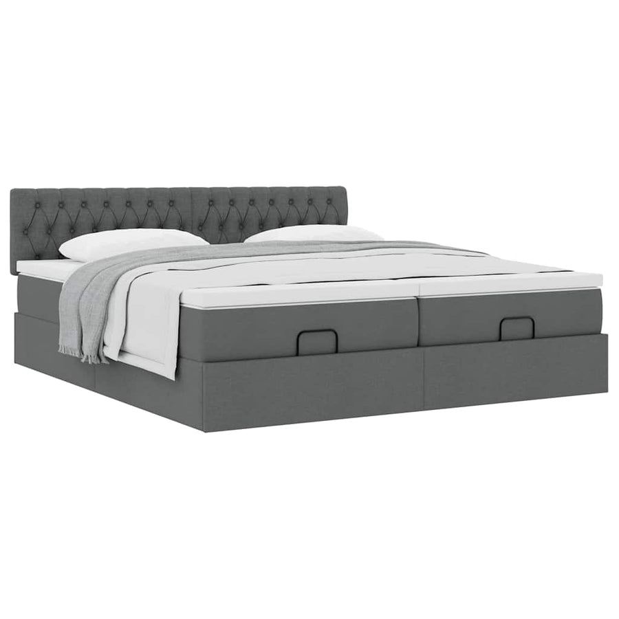 Ottoman bed met matrassen 160x200cm stof donkergrijs