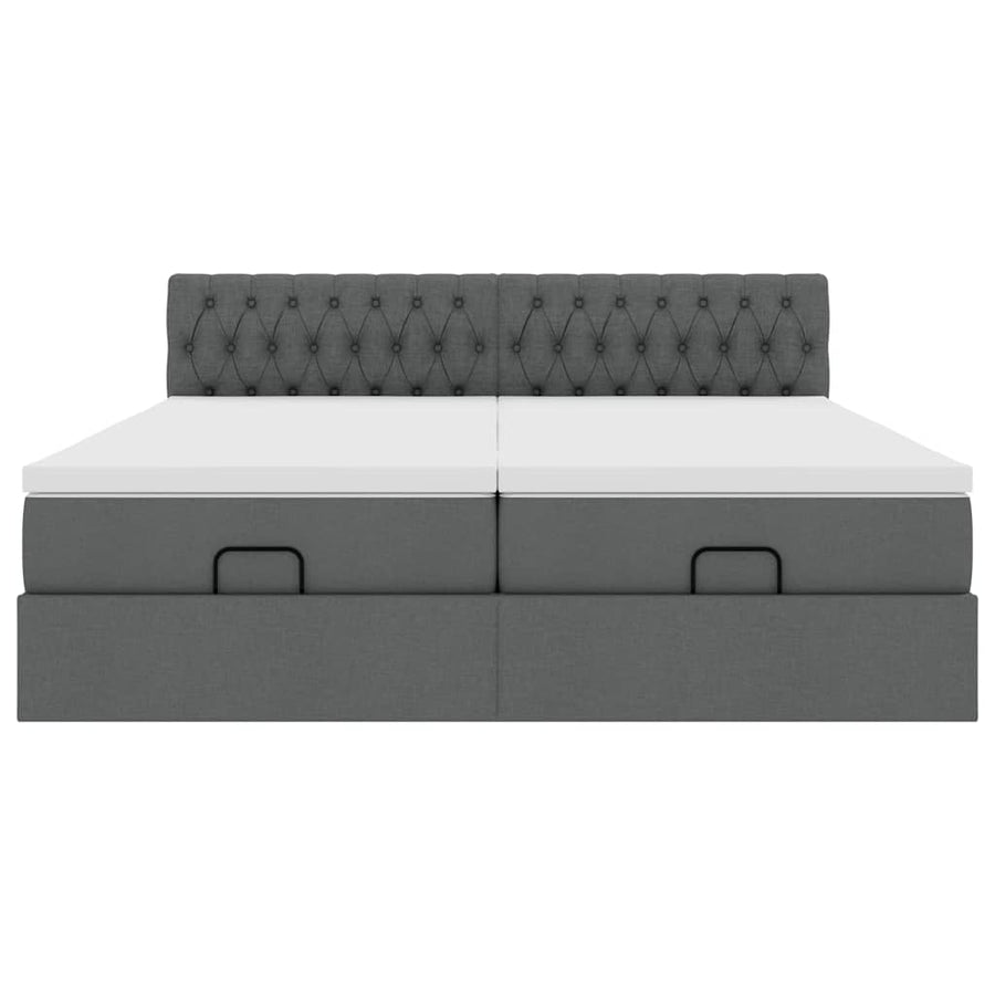 Ottoman bed met matrassen 160x200cm stof donkergrijs