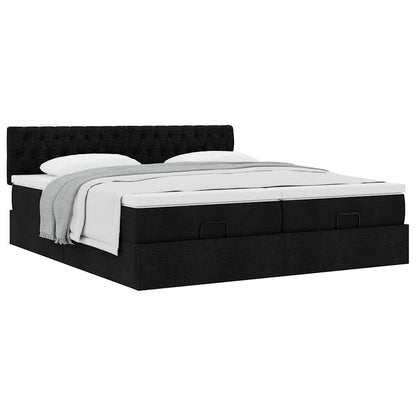 Ottoman bed met matrassen 160x200cm stof zwart