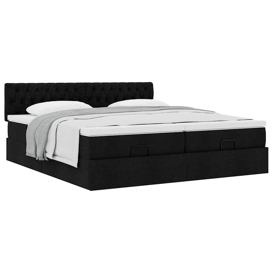 Ottoman bed met matrassen 160x200cm stof zwart