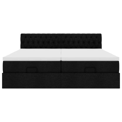 Ottoman bed met matrassen 160x200cm stof zwart