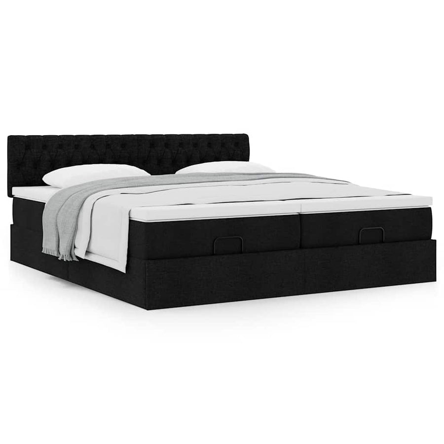 Ottoman bed met matrassen 160x200cm stof zwart