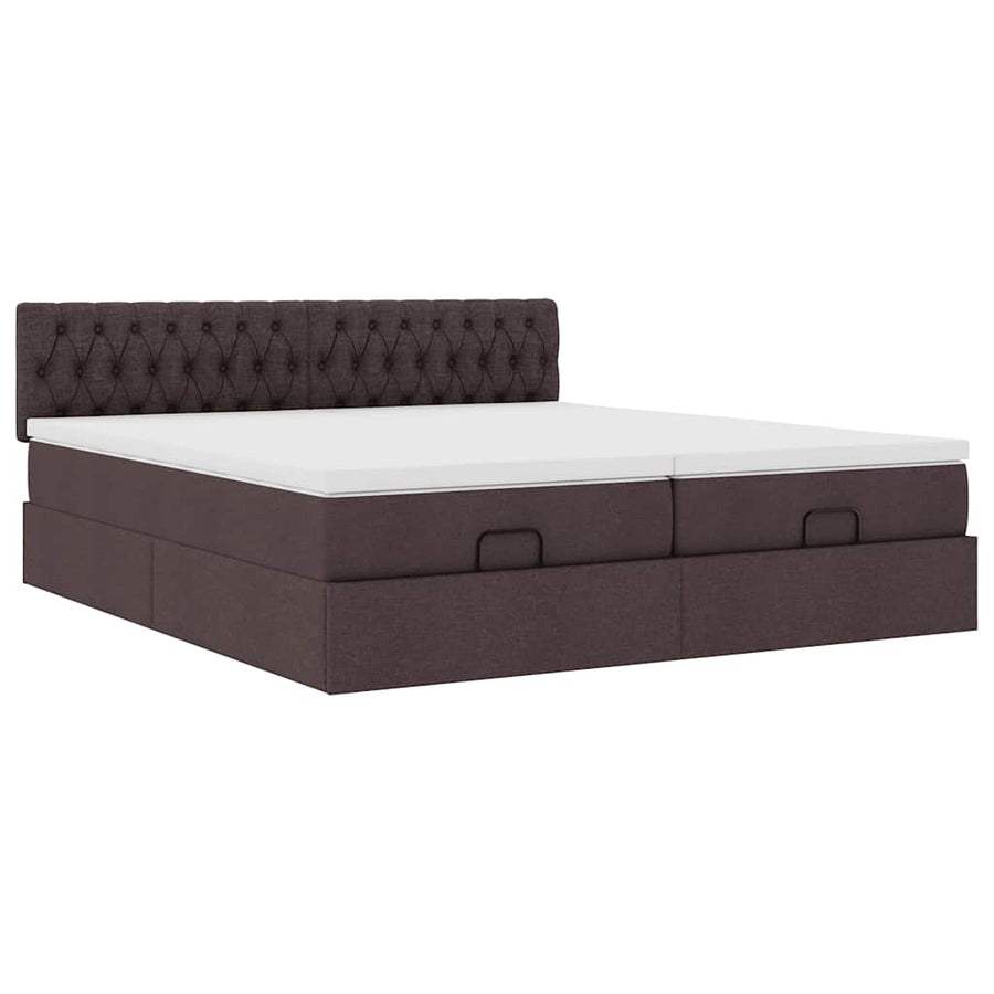 Ottoman bed met matrassen 160x200cm stof donkerbruin