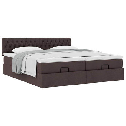 Ottoman bed met matrassen 160x200cm stof donkerbruin