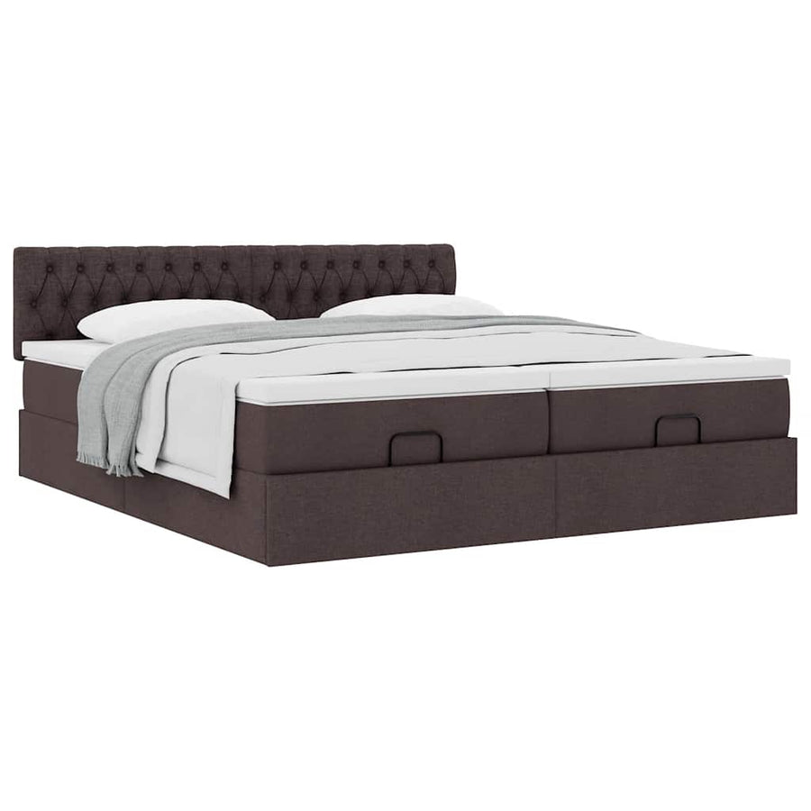 Ottoman bed met matrassen 160x200cm stof donkerbruin