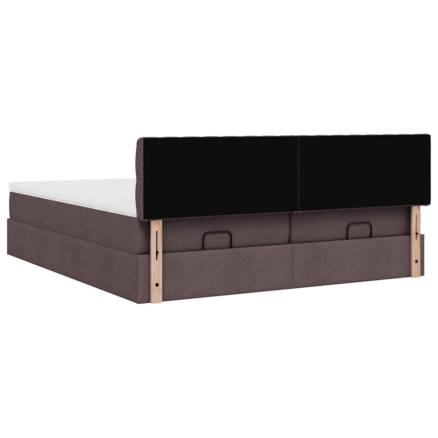 Ottoman bed met matrassen 160x200cm stof donkerbruin