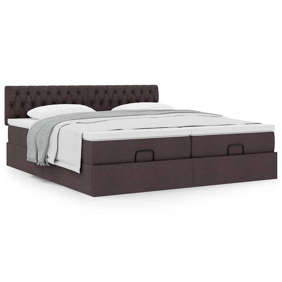 Ottoman bed met matrassen 160x200cm stof donkerbruin