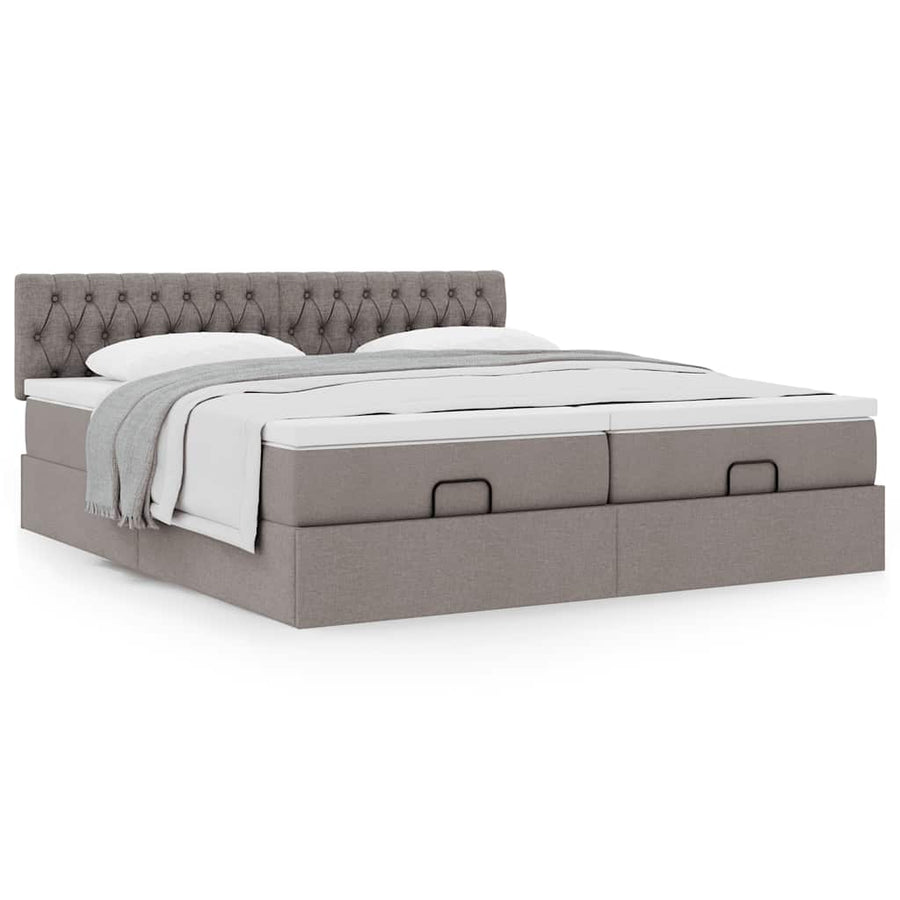 Ottoman bed met matrassen 160x200cm stof taupe