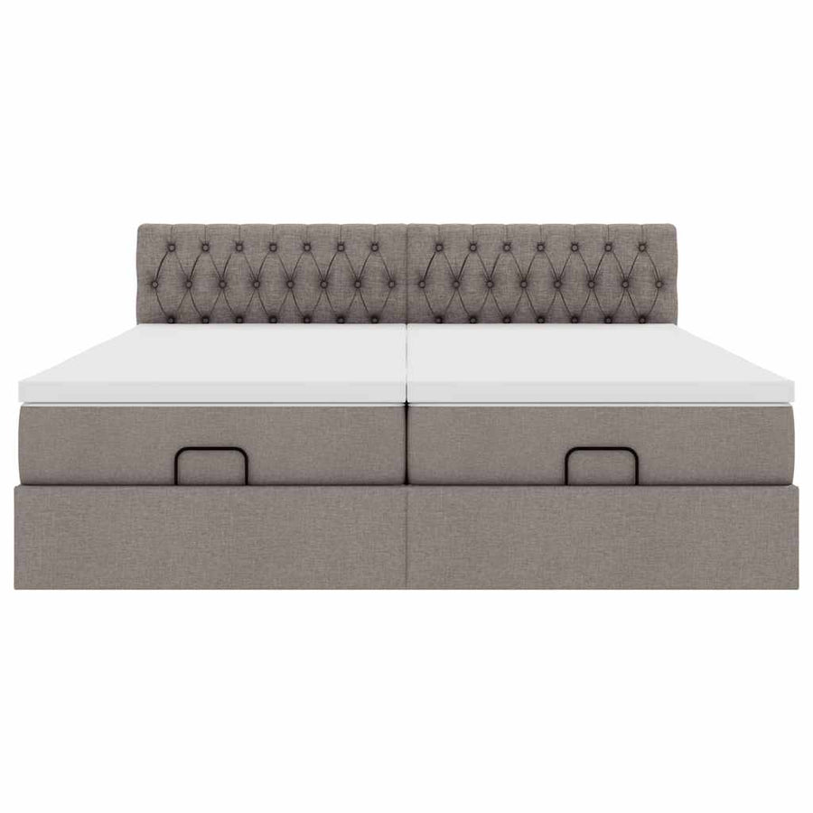 Ottoman bed met matrassen 160x200cm stof taupe