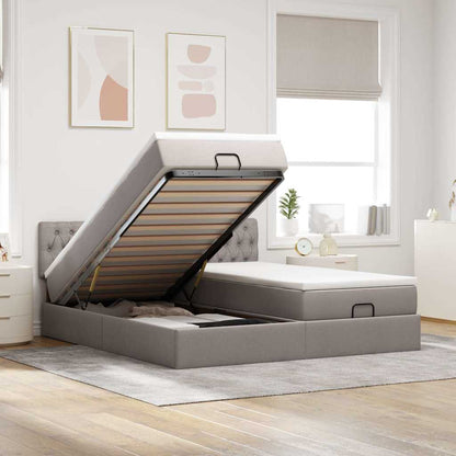 Ottoman bed met matrassen 160x200cm stof taupe