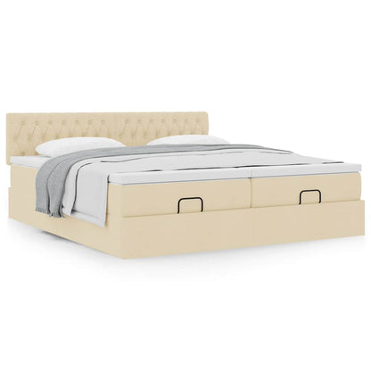 Ottoman bed met matrassen 160x200cm stof crèmekleurig