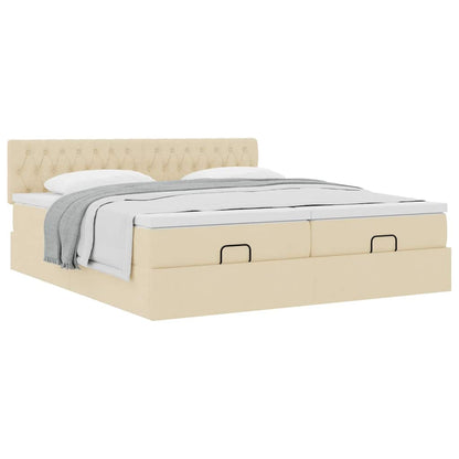 Ottoman bed met matrassen 160x200cm stof crèmekleurig