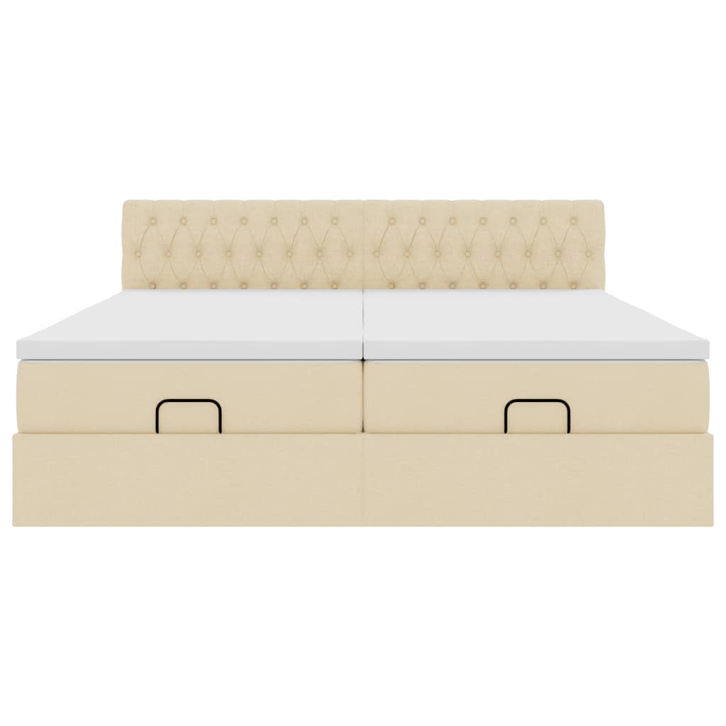 Ottoman bed met matrassen 160x200cm stof crèmekleurig