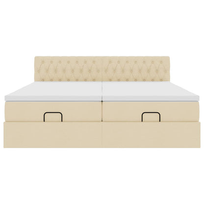 Ottoman bed met matrassen 160x200cm stof crèmekleurig