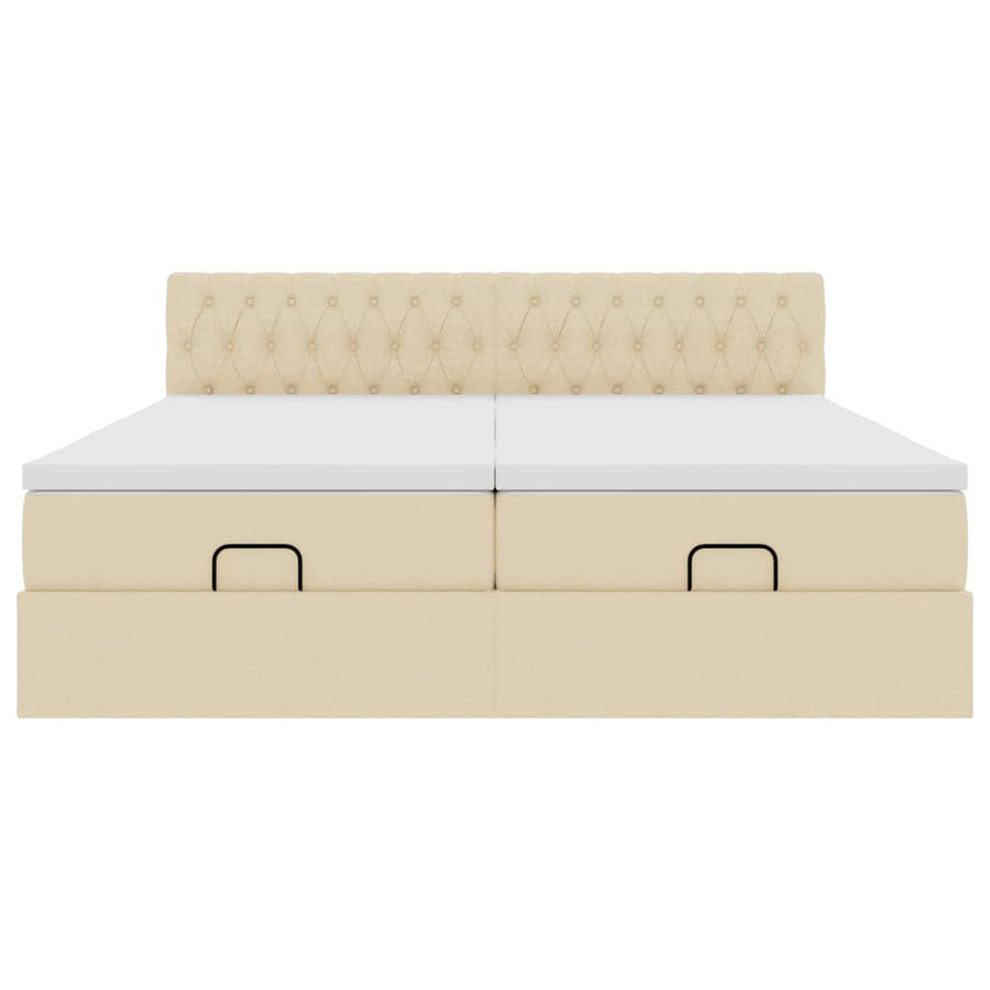 Ottoman bed met matrassen 160x200cm stof crèmekleurig