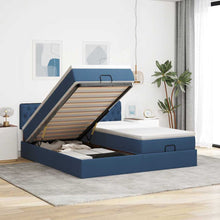 Ottoman bed met matrassen 160x200cm stof blauw