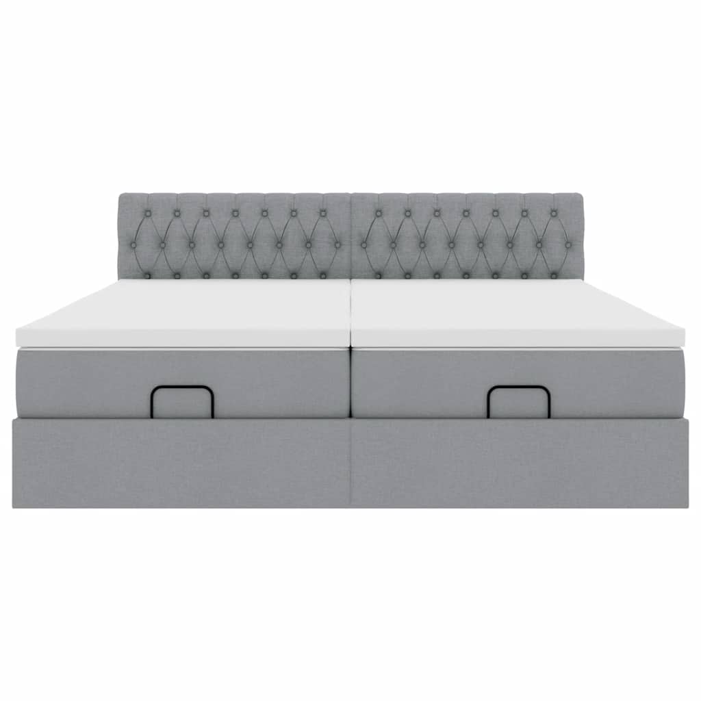 Ottoman bed met matrassen 180x200cm stof lichtgrijs