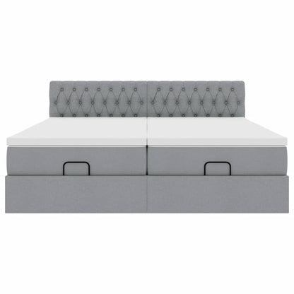 Ottoman bed met matrassen 180x200cm stof lichtgrijs
