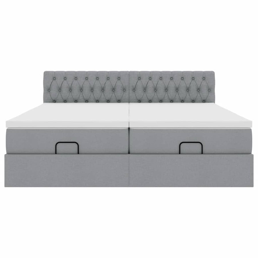 Ottoman bed met matrassen 180x200cm stof lichtgrijs