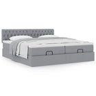 Ottoman bed with mattresses 180x200cm fabric light grey