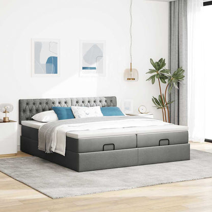 Ottoman bed met matrassen 180x200cm stof donkergrijs