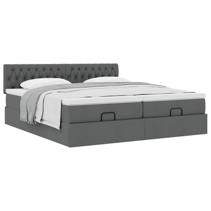 Ottoman bed met matrassen 180x200cm stof donkergrijs