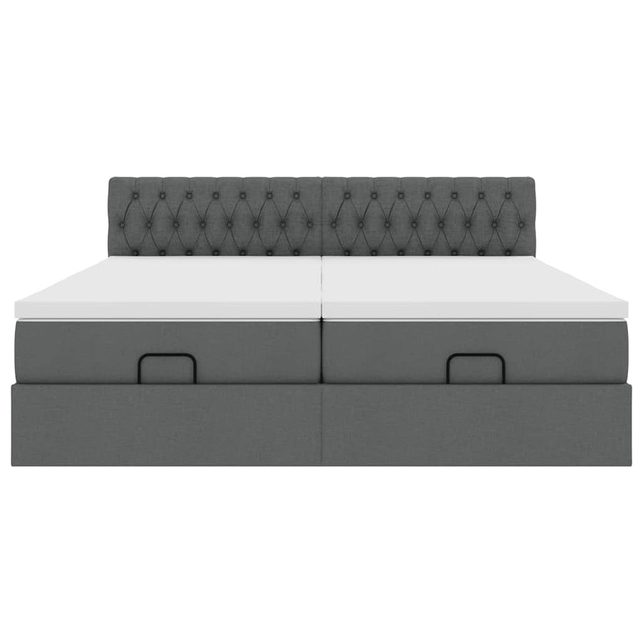 Ottoman bed met matrassen 180x200cm stof donkergrijs