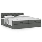 Ottoman bed with mattresses 180x200cm dark grey fabric