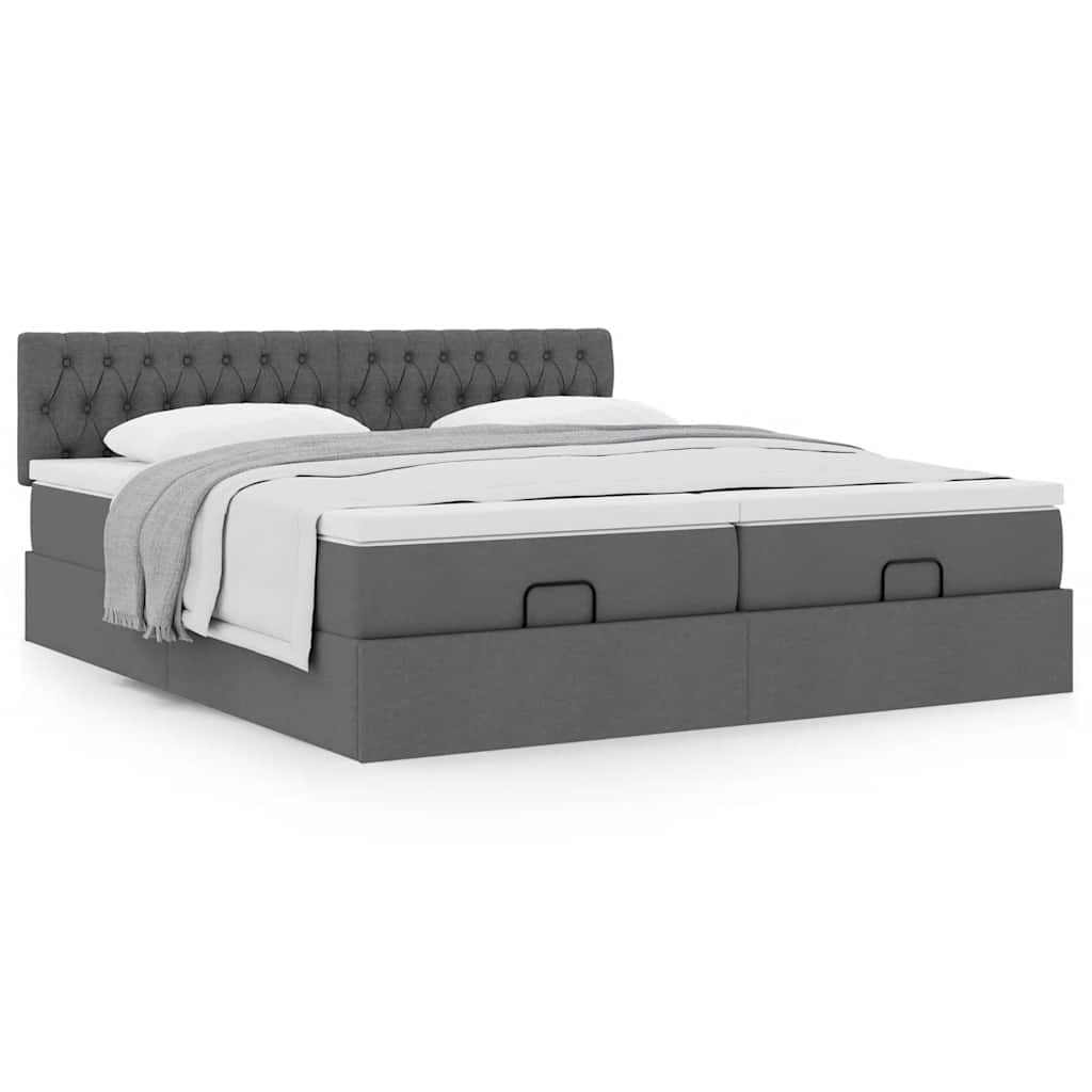 Ottoman bed met matrassen 180x200cm stof donkergrijs