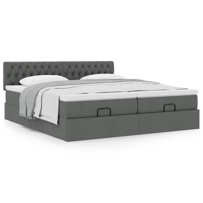 Ottoman bed met matrassen 180x200cm stof donkergrijs