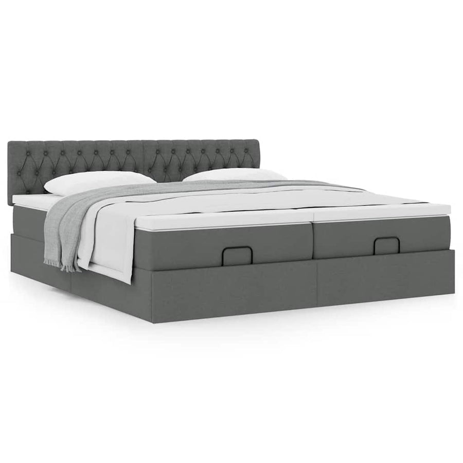 Ottoman bed met matrassen 180x200cm stof donkergrijs