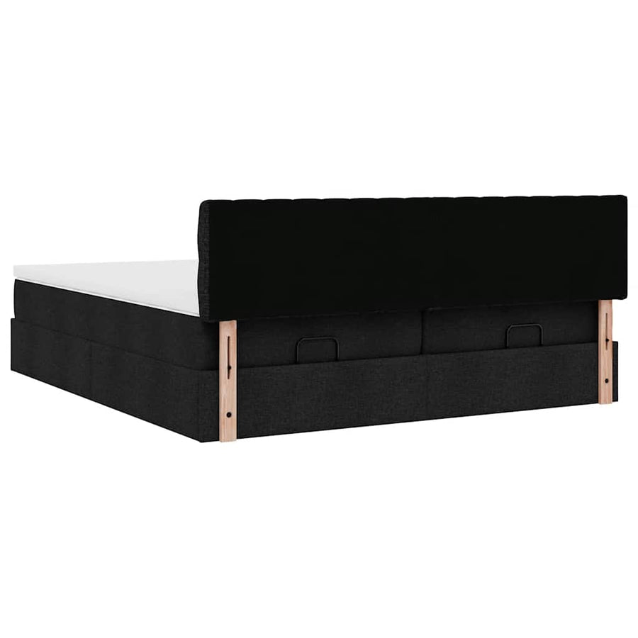 Ottoman bed met matrassen 180x200cm stof zwart