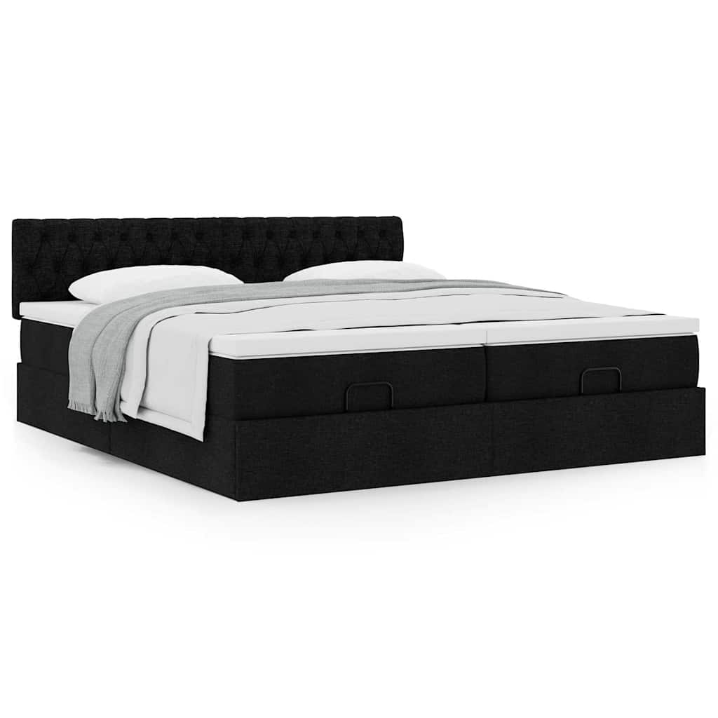 Ottoman bed met matrassen 180x200cm stof zwart