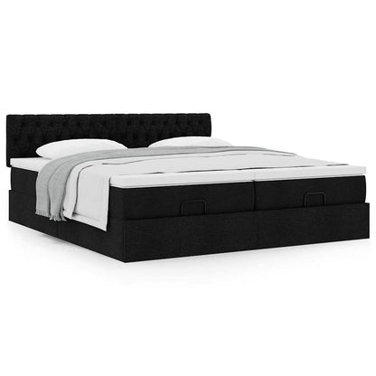 Ottoman bed met matrassen 180x200cm stof zwart