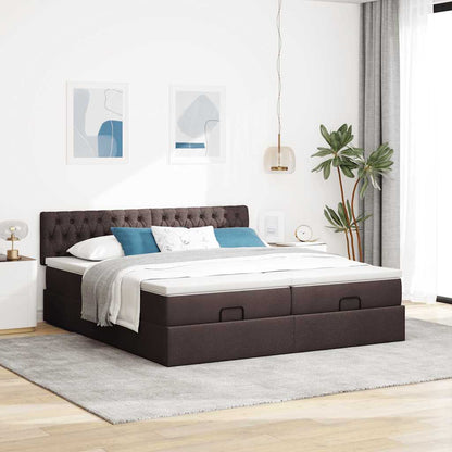 Ottoman bed met matrassen 180x200cm stof donkerbruin