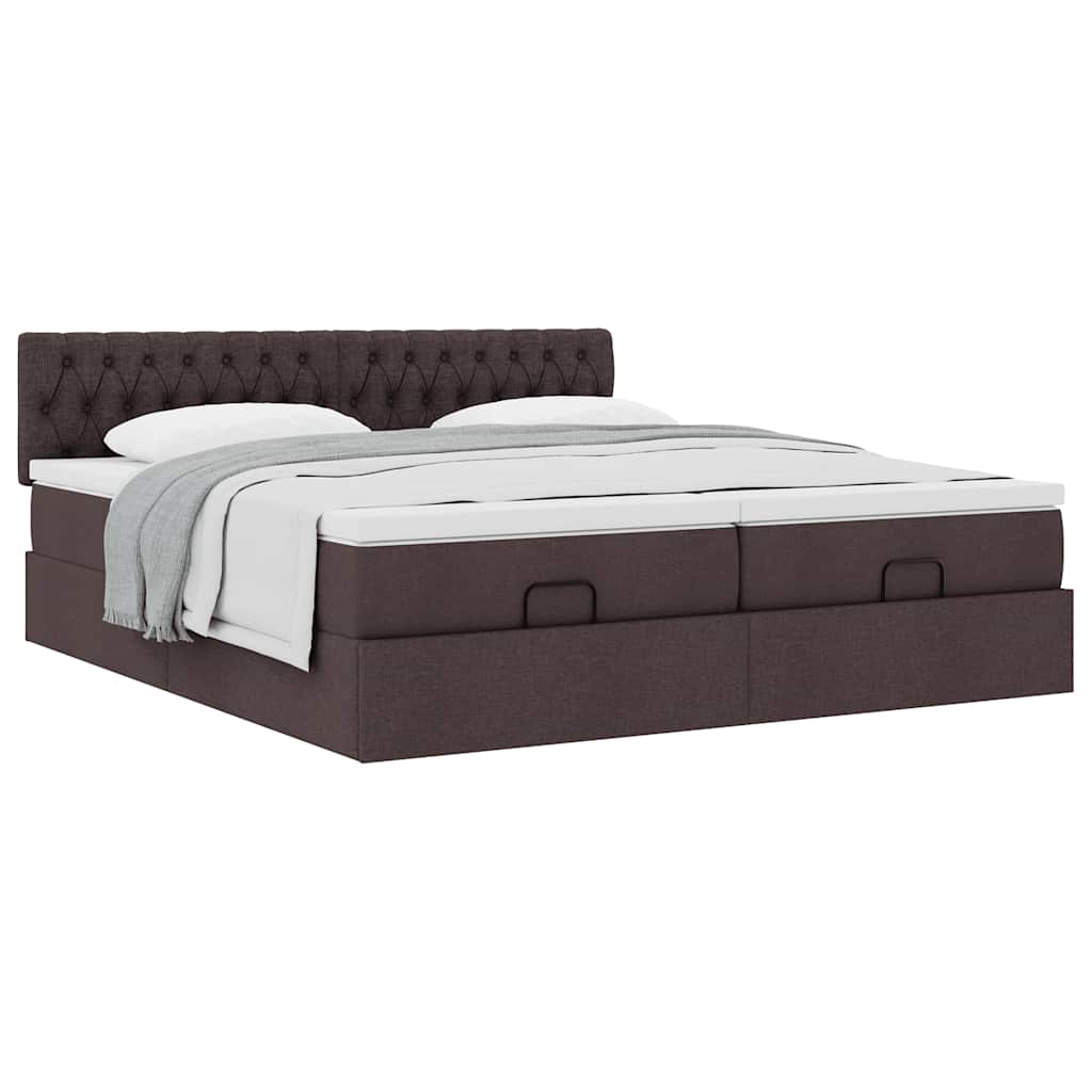 Ottoman bed met matrassen 180x200cm stof donkerbruin