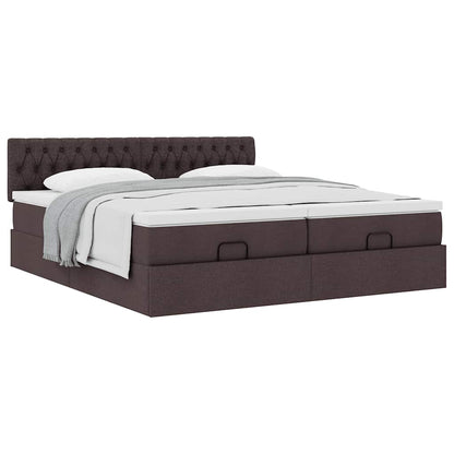 Ottoman bed met matrassen 180x200cm stof donkerbruin