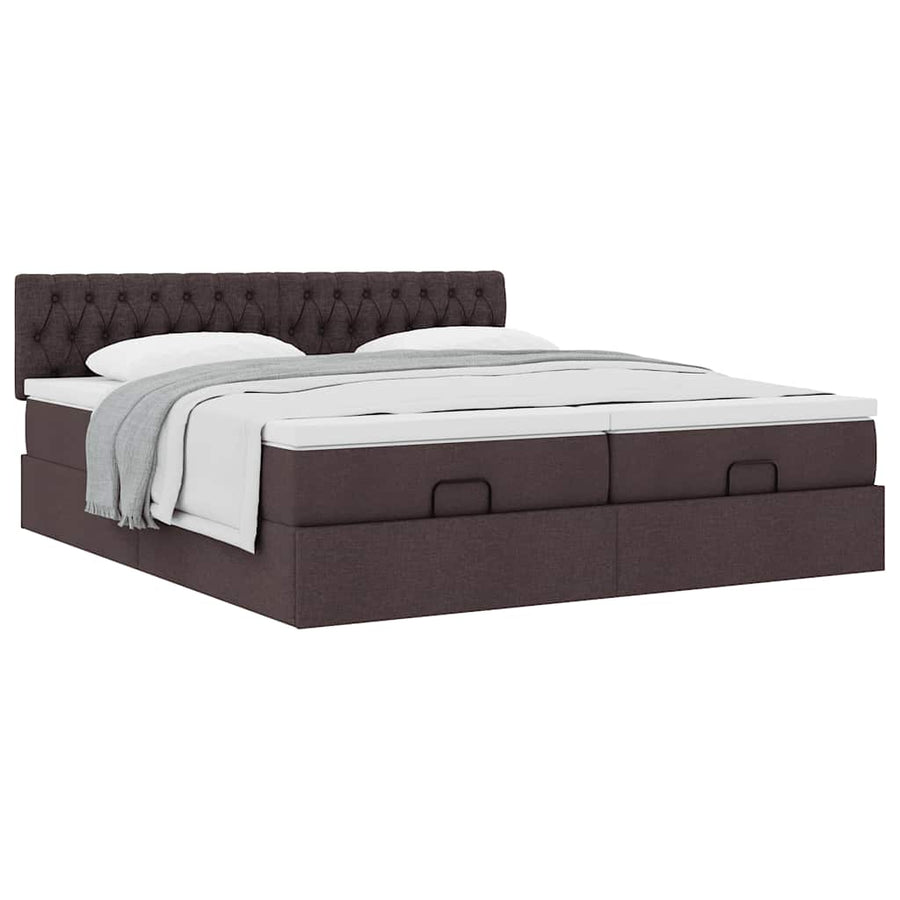Ottoman bed met matrassen 180x200cm stof donkerbruin