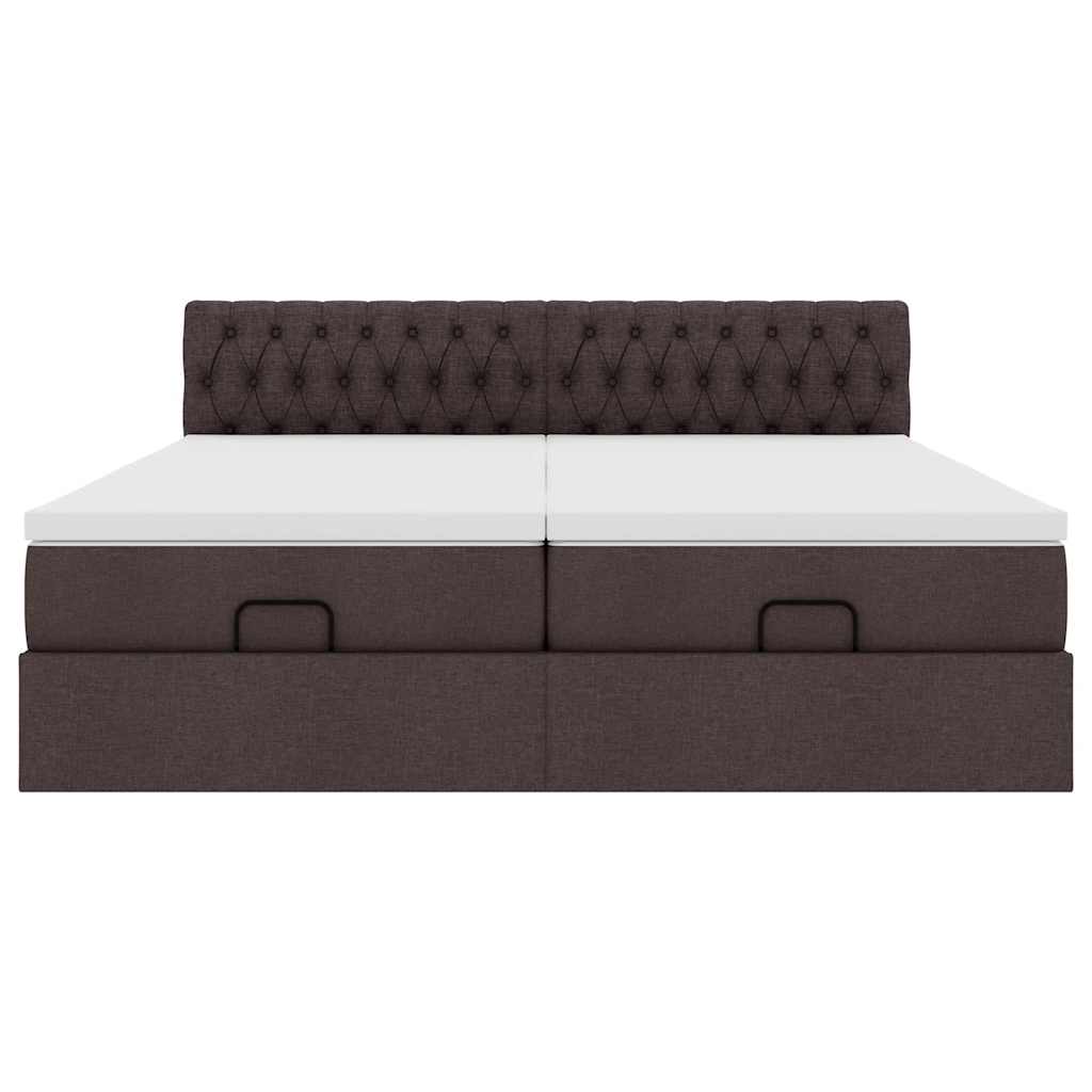 Ottoman bed met matrassen 180x200cm stof donkerbruin