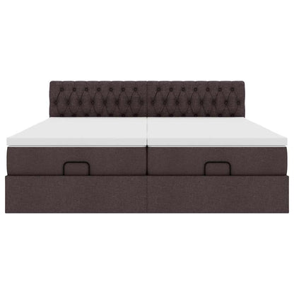 Ottoman bed met matrassen 180x200cm stof donkerbruin