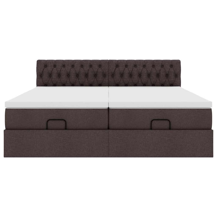 Ottoman bed met matrassen 180x200cm stof donkerbruin