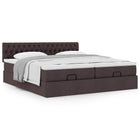 Ottoman bed with mattresses 180x200cm dark brown fabric