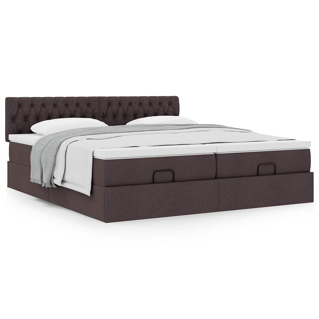 Ottoman bed met matrassen 180x200cm stof donkerbruin