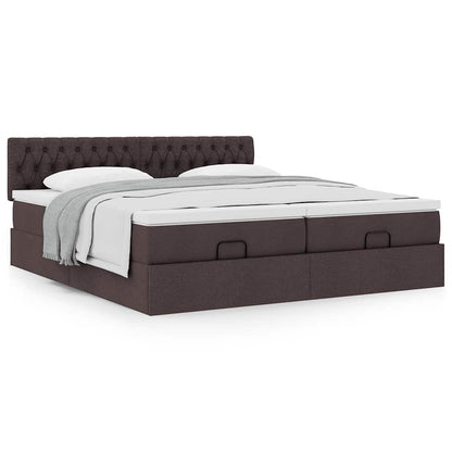 Ottoman bed met matrassen 180x200cm stof donkerbruin