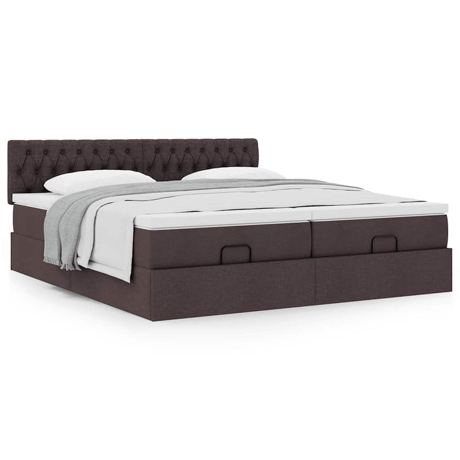 Ottoman bed met matrassen 180x200cm stof donkerbruin