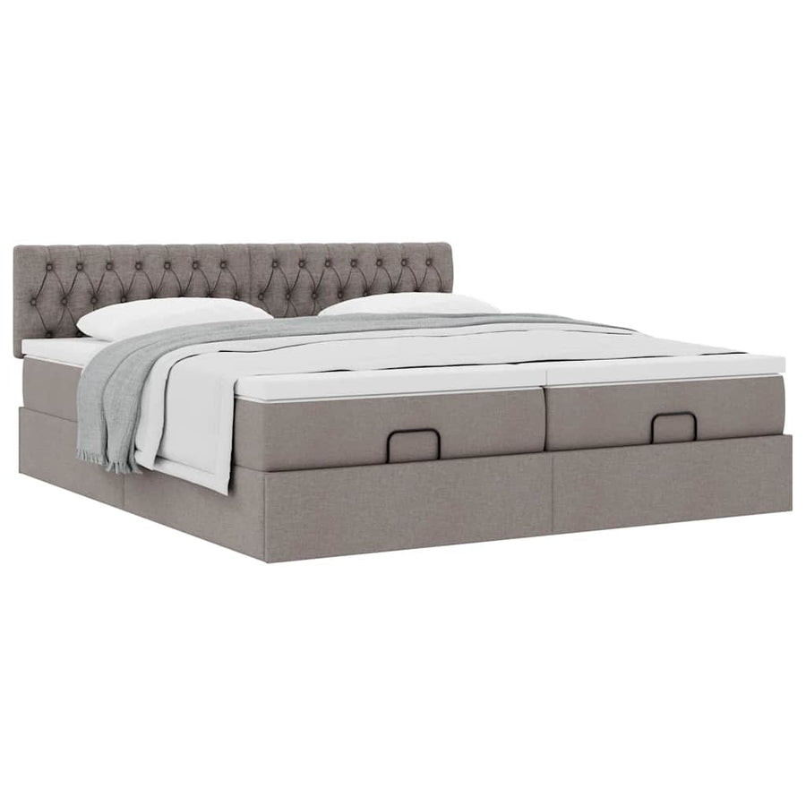 Ottoman bed met matrassen 180x200cm stof taupe