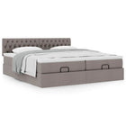 Ottoman bed with mattresses 180x200cm fabric taupe