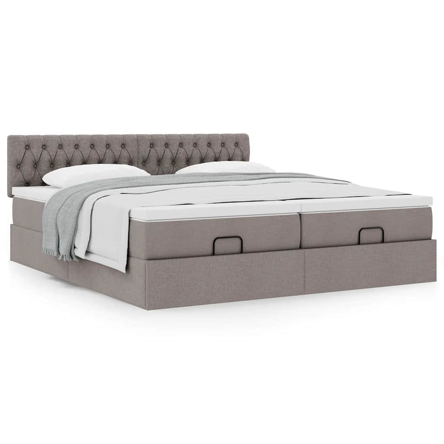Ottoman bed met matrassen 180x200cm stof taupe
