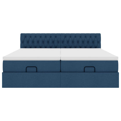 Ottoman bed met matrassen 180x200cm stof blauw