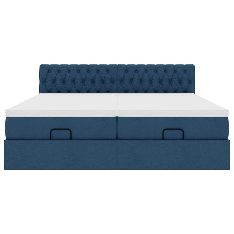 Ottoman bed met matrassen 180x200cm stof blauw